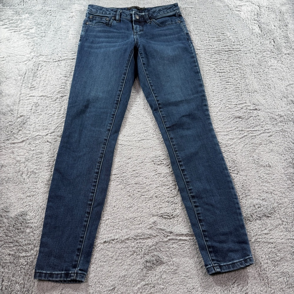 Prana Women Dark Wash Organic Cotton Slim Straight Jeans Size 0/25 Short Inseam